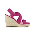 thumbnail image 3 of BLISSFUL STEP Sandales Compensées Espadrilles pour Femmes à Bride Cheville Croisée Rose Vif 8,5, 3 of 7