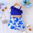 thumbnail image 4 of LUOGENLI Robe Fillette Tout-Petits Été Volants Sans Manches Imprimés Floraux Robe Côtelée Vêtements Robe Maxi pour Filles Paquet Bleu 2-3 Ans, 4 of 8