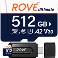 thumbnail image 1 of ROVE Ultimate Micro SD Card microSDXC 512GB Memory Card with USB 3.2 Type C Card Reader 170MB/s C10, U3, V30, 4K, A2 for Dash Cam, Android Smart Phon, 1 of 6