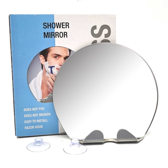 Travel Mirror for Shower, Usavan Anti-Fog Shatterproof Round Bathroom Mirror, Suction Cup Mount Makeup Shaving Mirror Hanging Holes for Home Travel