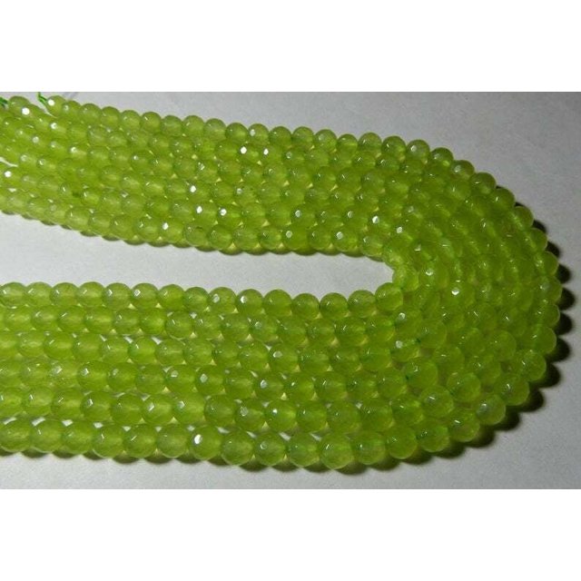 Perles Rondes Facettées en Jade Naturel Couleur Citron Teinté Taille 6 mm Qualité AAA