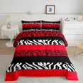 thumbnail image 1 of Erosebridal Ensemble de Literie Imprimé Guépard Grand, Couette Rouge, Décor Animal de Ferme, Réversible 3 Pcs, 1 of 7