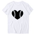 thumbnail image 2 of Meichang T-Shirts Cœur d'Amour Baseball Femmes T-Shirts Graphiques Cœur Baseball Manches Courtes Col Rond Hauts Décontractés Coupe Ample Été Jour de Match Blouses Blanc P, 2 of 3