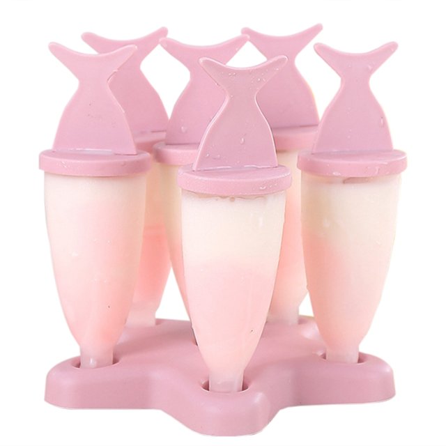 Coofit Ice Cream Mold DIY Fish Shape 6-Capacity Ice Pop Mold Popsicle Mold for Home