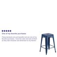 thumbnail image 2 of Commercial Grade 4 Pack 24" High Backless Distressed Antique Blue Metal Indoor-Outdoor Counter Height Stool, 2 of 9