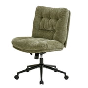 Double Thick Cushion Ergonomic Office Chair – Chenille Criss Cross Design – Wide Seat, 360° Swivel, Height Adjustable, Armless, With Wheels – Ideal for Bedroom, Living Room