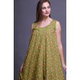 thumbnail image 3 of Bimba Vert Olive3 Fleur Aquarelle Mi-Mollet Vêtement de Nuit Femme Coton Imprimé Sans Manches Robe de Nuit Maxi Taille Très Grande, 3 of 6