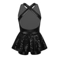 thumbnail image 2 of Hansber Robe de Danse Jazz Latine pour Filles Sequins Dos Ouvert Justaucorps de Ballet Performance de Scène Noir 16, 2 of 6