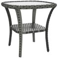 thumbnail image 1 of Outsunny Table Basse en Rotin pour l'Extérieur avec Tablette de Rangement, Gris Mélangé, 1 of 10
