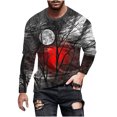 thumbnail image 1 of HKEJIAOI T-Shirts pour Hommes T-Shirts Graphiques Vintage Manches Longues Col Rond T-Shirts Graphiques Rouges,P, 1 of 5