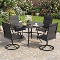 thumbnail image 4 of Gymax Patio Dining Table 42.5'' Round Metal Slat Table w/ Umbrella Hole Outdoor, 4 of 9