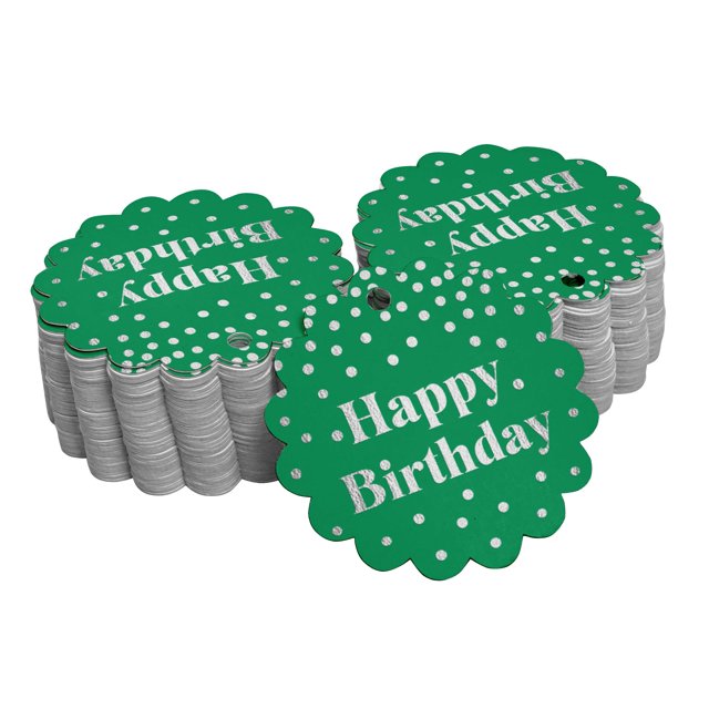 Inkdotpot Silver Foil Paper Hang Tags Happy Birthday Favor Tags 50 Piece