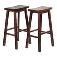 thumbnail image 2 of PJ Wood Classic Saddle Seat 29-Inch Tall Counter Stools, Walnut (Set of 8), 2 of 9