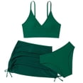 thumbnail image 1 of MIASHUI Maillots de Bain Filles Ensemble Tankini 3 Pcs Bikini avec Paréos Jupe de Plage, Vert Foncé, 9-10 Ans, 1 of 6