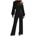 thumbnail image 1 of Timegard Jumpsuits for Women Half Neck Long Sleeve Straight Leg Comfy Rompers Casual Solid Color Clothing, 1 of 7