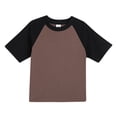 thumbnail image 2 of VKOYWKM T-Shirts d'Été pour Filles, Hauts Raglan à Blocs de Couleur, Manches Courtes, Col Rond Décontracté, T-Shirts, Coton Doux, T-Shirts Basiques, Café, 6 Ans, 2 of 7