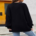 thumbnail image 4 of Women Casual Sweater Winter Long Sleeve  Neck Solid Color Loose Fit Knit Tops, 4 of 5