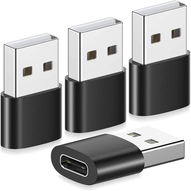 YOPTOP 4Pcs USB C Female to USB Male Adapter(4 Pack) yootech USB-C to USB Adapter Type C to A Power Charger Cable Connector Compatible with iPhone 13 12 Mini Pro Max Samsung Galaxy S21 iPad Mini Ai