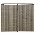 thumbnail image 3 of vidaXL Double Wheelie Bin Shed Grey 140x80x117 cm Poly Rattan, 3 of 5