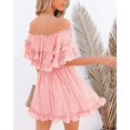 thumbnail image 3 of Women‘s Summer Off Shoulder Dress Pleated Flowy Neck Belt Printed Dress, 3 of 4