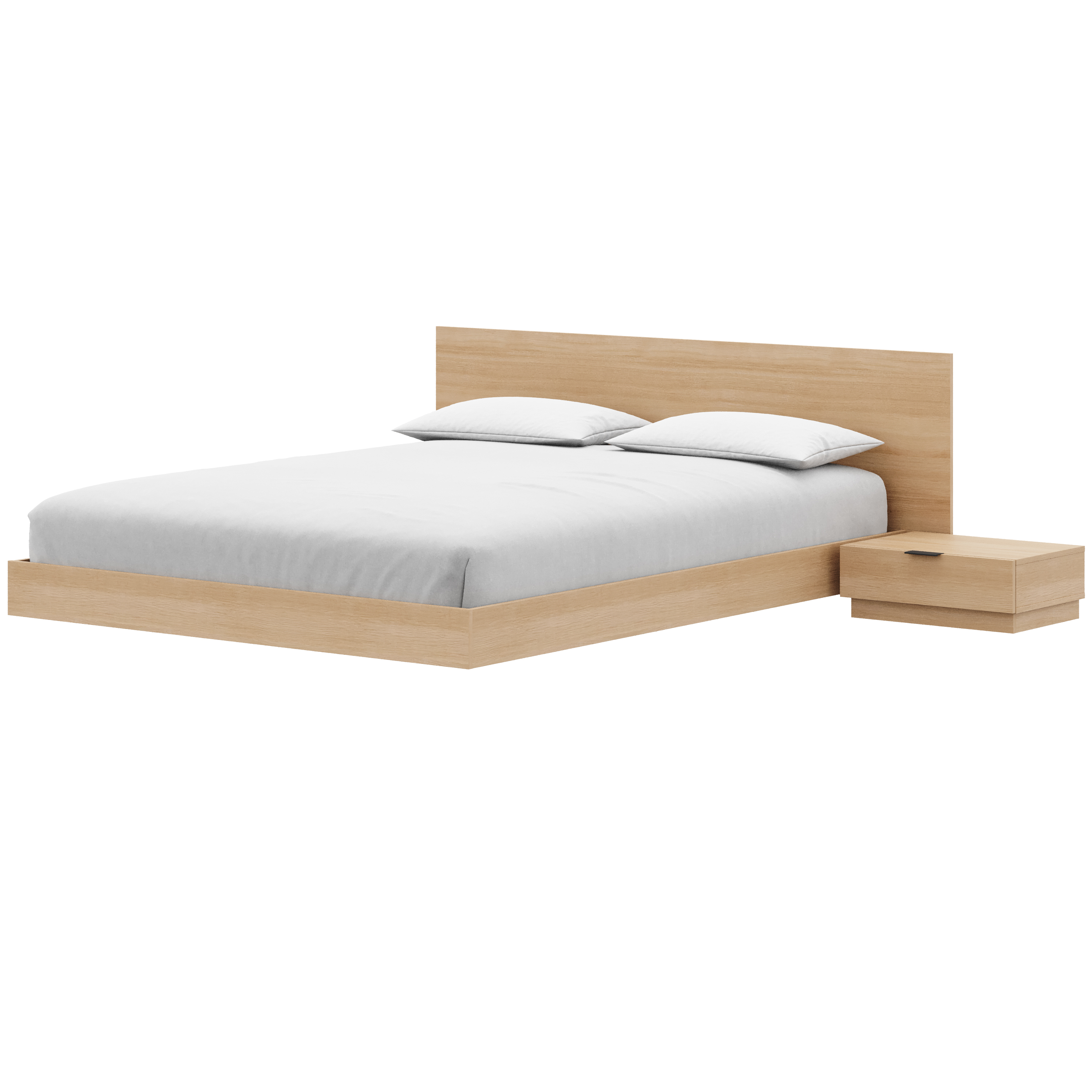 Ensemble de chambre à coucher Satori 4 pièces avec plateforme basse et lit queen en chêne blond naturel
