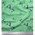 thumbnail image 1 of Soimoi Green polyester Crepe Fabric Reindeer Animal Fabric Prints By Yard 52 Inch Wide, 1 of 3