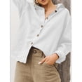 thumbnail image 2 of Timegard Long Sleeve Shirts for Women Cotton Linen Lightweight Button up Tops Blouse Fall Solid Color, 2 of 5