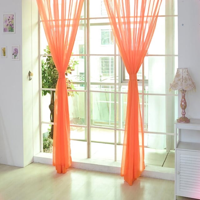EGNMCR Room Decor Home Decor 1 PCS Pure Color Tulle Door Window Curtain Drape Panel Sheer Scarf Valances Curtain