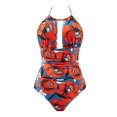 thumbnail image 1 of Maillot de Bain une Pièce pour Femme, Contrôle du Ventre, Décolleté en V (Rouge, P), 1 of 4