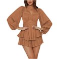 thumbnail image 1 of Birdeem Robe d'Été Décontractée à Manches Courtes pour Femmes, Épaules Dénudées, Col en V Uni, 1 of 5