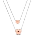thumbnail image 1 of Miabella Collier à Double Rang Cœur en Argent Sterling Plaqué Blanc et Rose Bicolore, 1 of 5