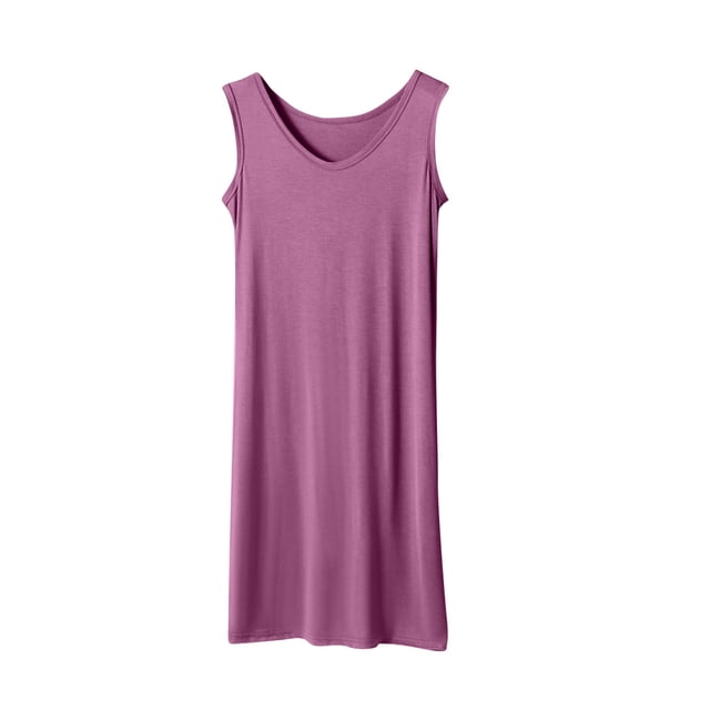 Timegard Sleep Wear for Women Plus Size V Neck Tank Top Loose Comfy Solid Color House Dress Homewear