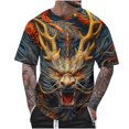 thumbnail image 2 of Qertyioot Cadeaux pour la Fête des Pères Mode Été Décontractée T-shirt Imprimé Col Rond pour Hommes, 2 of 5
