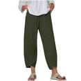 thumbnail image 1 of Timegard Plus Size Pants for Women Elastic Waist Solid Color Comfy Fall Casual Crop Pants with Pockets, 1 of 5