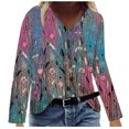 thumbnail image 1 of IROINID Chemises à Manches Longues Col en V pour Femmes Grande Taille Décontracté Ample Imprimé Blouse, Rouge, 1 of 5