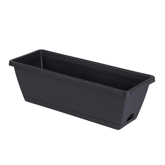 Window Box Planter, Plastic Vegetable Flower Planters Boxes Rectangular Flower Pots with Saucers for Indoor Outdoor Garden, Patio, Home Decor (Black)