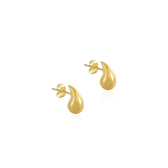 Mercie Sterling Silver Gold Vermeil Gold 12 mm Teardrop Stud Earrings, Designer-Inspired Jewellery for Women
