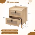 thumbnail image 3 of Costway 2 PCS Nightstand End Bedside Table with 2 Rattan Drawers & Solid Wood Legs White Natural, 3 of 10