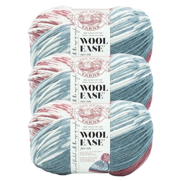 Lion Brand Wool-Ease Fair Isle Yarn #4 Medium/Worsted Acrylic/Wool Yarn 3 Pack - 150g/318m