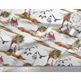 thumbnail image 2 of Soimoi Cotton Poplin Fabric Lighthouse,Bird & Tree Nature Printed Fabric 1 Yard 56 Inch Wide, 2 of 3