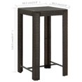 thumbnail image 4 of vidaXL Garden Bar Table Brown 60.5x60.5x110.5 cm Poly Rattan, 4 of 4