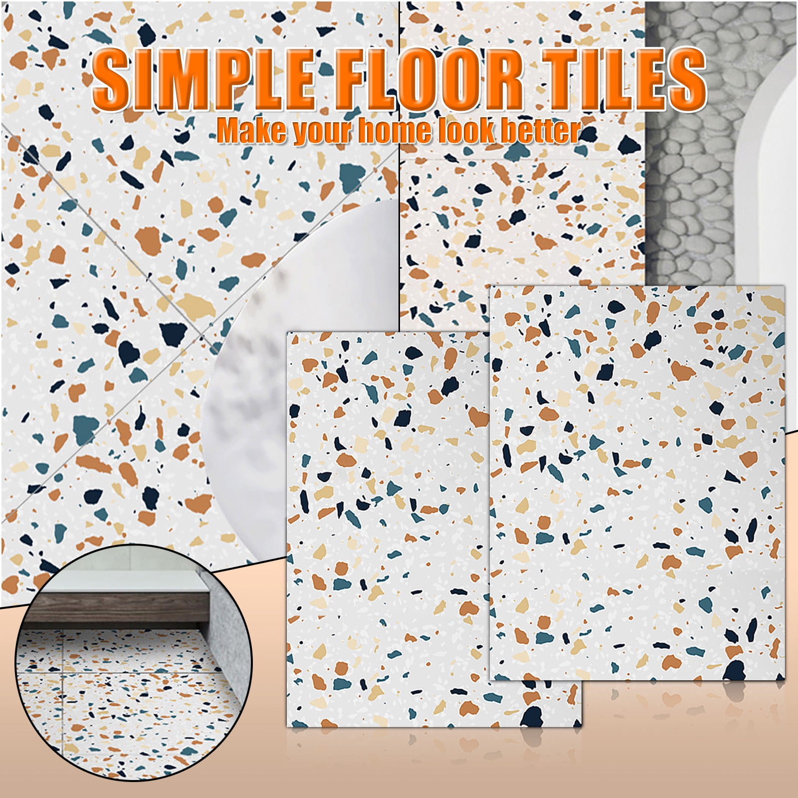 Dvkptbk Floor Stickers Self Adhesive Tile Floor Wall Sticker PVC Non-slip DIY Home Decor on Clearance