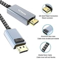 thumbnail image 4 of DisplayPort to HDMI, Benfei DisplayPort (DP) to HDMI 6 Feet Cable Compatible with HP, ThinkPad, AMD, NVIDIA, Desktop and More - Male to Male, Space Grey, 4 of 6