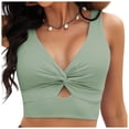thumbnail image 2 of Bikini Swimsuit For Women Cropped Tankini Beach Padded Knot Cut Out Adjustable Tank Swimwear, 2 of 4