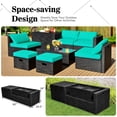 thumbnail image 4 of Costway Ensemble de Mobilier de Terrasse en Rotin 8 Pcs Table de Rangement Ottoman Housse Turquoise, 4 of 10