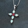 thumbnail image 3 of Collier Pendentif Croix Unisexe Femme Été Chaîne de Clavicule Opale Bijoux en Strass, 3 of 9