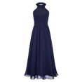 thumbnail image 4 of renvena Robe de Demoiselle d'Honneur pour Fille, Enfants, Dos Nu, Sans Manches, en Mousseline, Robe de Fête, Mariage, Bleu Marine, 8, 4 of 7