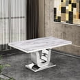 thumbnail image 3 of White Marble 5 piece Dining Set with Silver Stainless Steel Base, 3 of 4