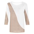 thumbnail image 4 of Hauts à Manches 3/4 pour Femmes Mode Imprimée T-Shirt Ample Mi-Longueur Blouse à Manches 3/4 Col Rond Hauts Décontractés T-Shirts en Coton T-Shirts pour Femmes Mode, 4 of 4