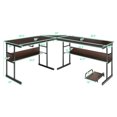thumbnail image 2 of Gymax Bureau d'Ordinateur en Forme de L Table de Dessin Poste de Travail avec Plateau Inclinable Espresso, 2 of 10